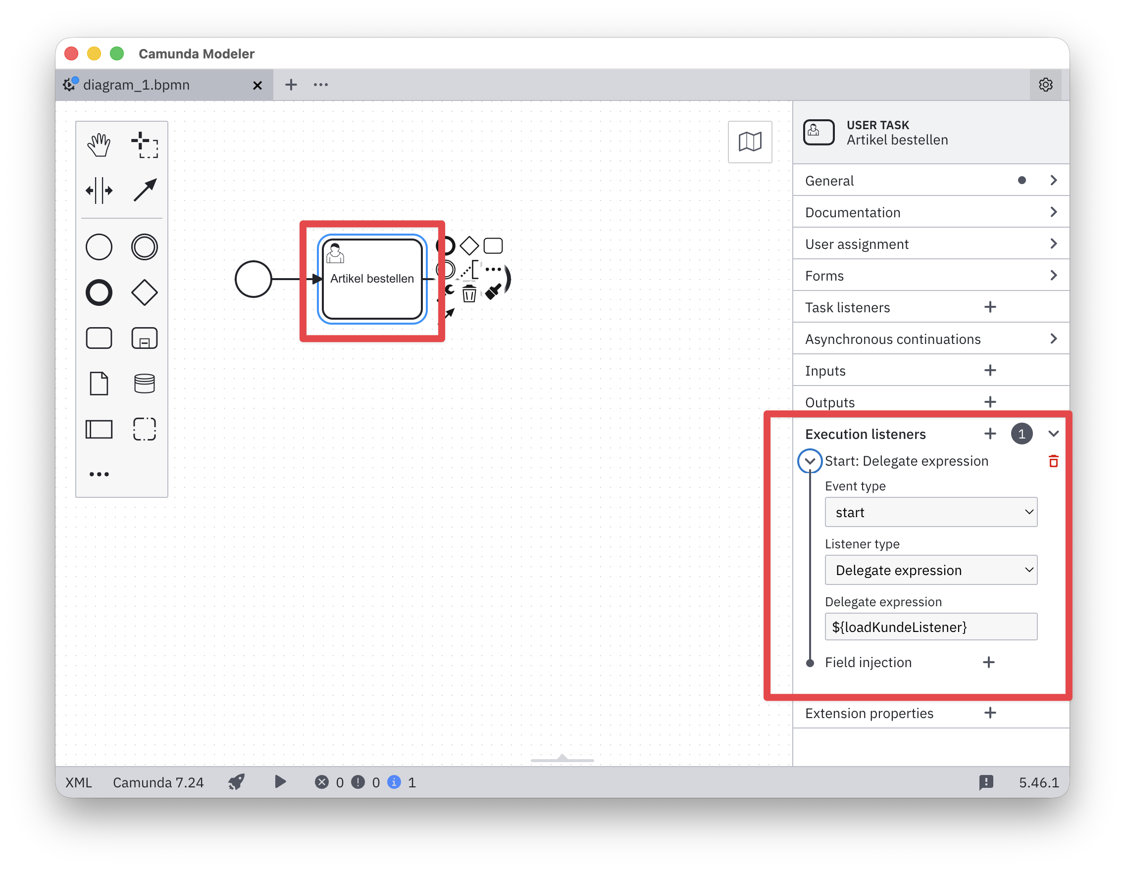 Execution Listener im Camunda Modeler konfigurieren